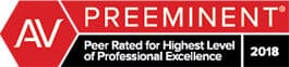 AV Preeminent Rating by Martindale-Hubbell 2018 Peer Rated For Highest Level of Professional Excellence